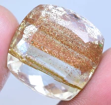 Natural Rutile & Sunstone 32.95 Ct AGL Certified Rare found Two in One Gemstone