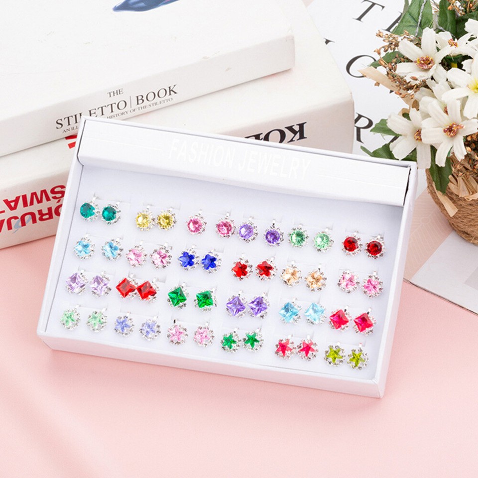 24 Pairs/Box Girl Clip on Earrings for Girls Dress up Pretend Play