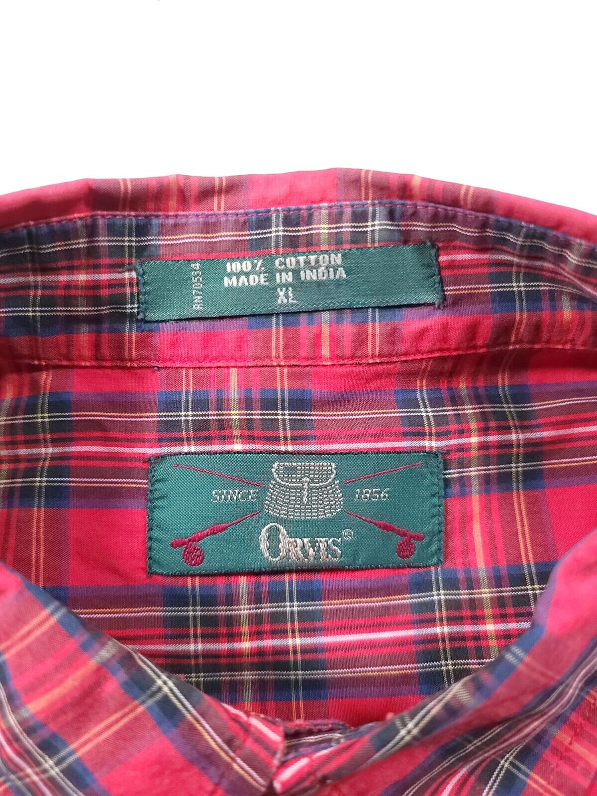 Orvis Mens XL Red Tartan Plaid Long-Sleeve Button… - image 10