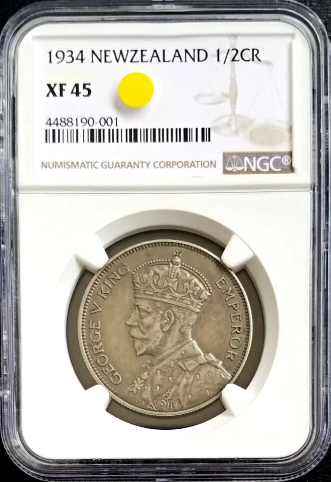 1934 New Zealand 1/2 Half Crown NGC XF 45 Extra Fine Silver Toned Classic Coin - Image 4 of 4