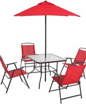 Mainstays MS16-301-001-13 Albany Lane Patio Dining Set - 6 Pieces - Red