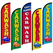 Car Wash Windless Advertising Swooper Flag 100% Hand Car Wash
