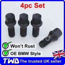 4 BLACK ALLOY WHEEL BOLTS FOR BMW (THREAD: M14x1.25) NUT LUG STUD SET 17MM HEX