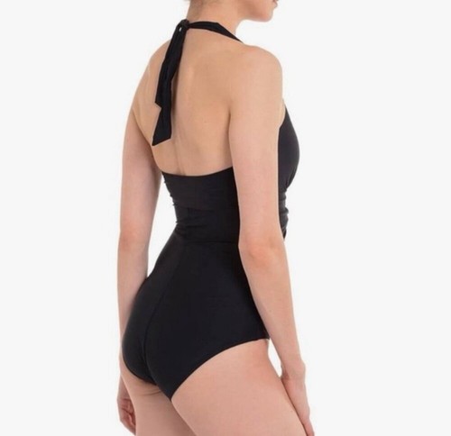 NWT Spanx Black Halter Slimming One Piece Swimsuit Gold Ring Style 2370 - Picture 5 of 19