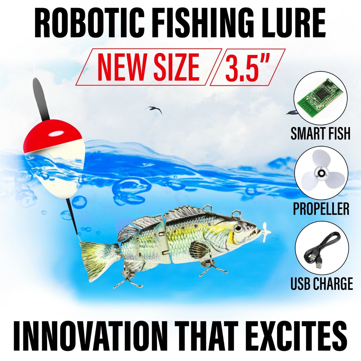 UFISH Electric Fishing Lure With Bobber Bass Pike Robotic Fishing Lure