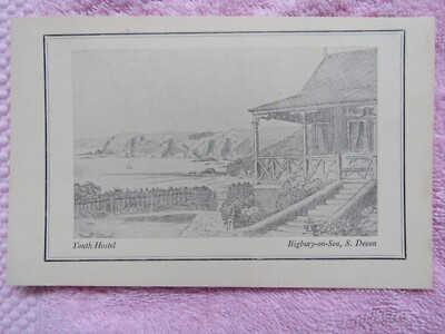 Vintage um 1960? Bigbury-on-Sea Jugendherberge Kunst Postkarte