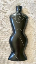 RARE BLACK DONNA POLSENO Nude Vase ART Studio Pottery Picasso Style Abstract