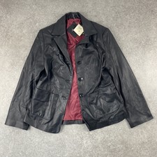 Womens Bhs Black Zip Up Leather Jacket Vtg Deadstock New With Tags Fits Uk 8-12