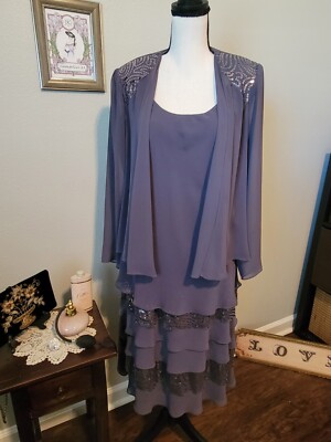 Gray Sequin 2 Pc Jacket Dress Formal, By S.L. Fashions, Mother Of Bride,  Size 2 | eBay