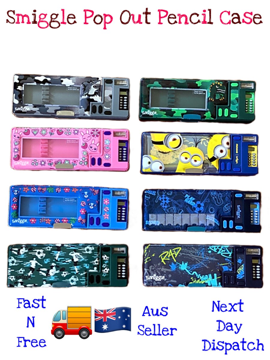 Smiggle pop out pencil case sharpener calculator eraser