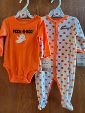 NWT Size 3M Carter's Baby Halloween sleeper bodysuit lot w/ ghost pumpkin New