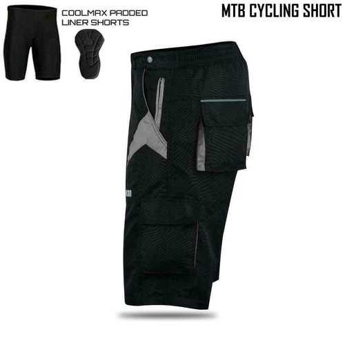 MTB SHORTS MEN Mountain Bike Baggy Shorts Knicks with Lycra CoolMax Padded Liner - Picture 15 of 36