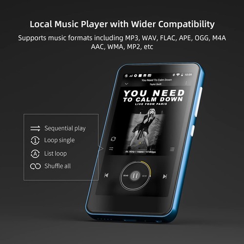 Reproductor MP3 con Bluetooth y Wi-Fi, 4" Pantalla Táctil Completa Reproductor MP4 MP3 con Spotif - Imagen 3 de 8