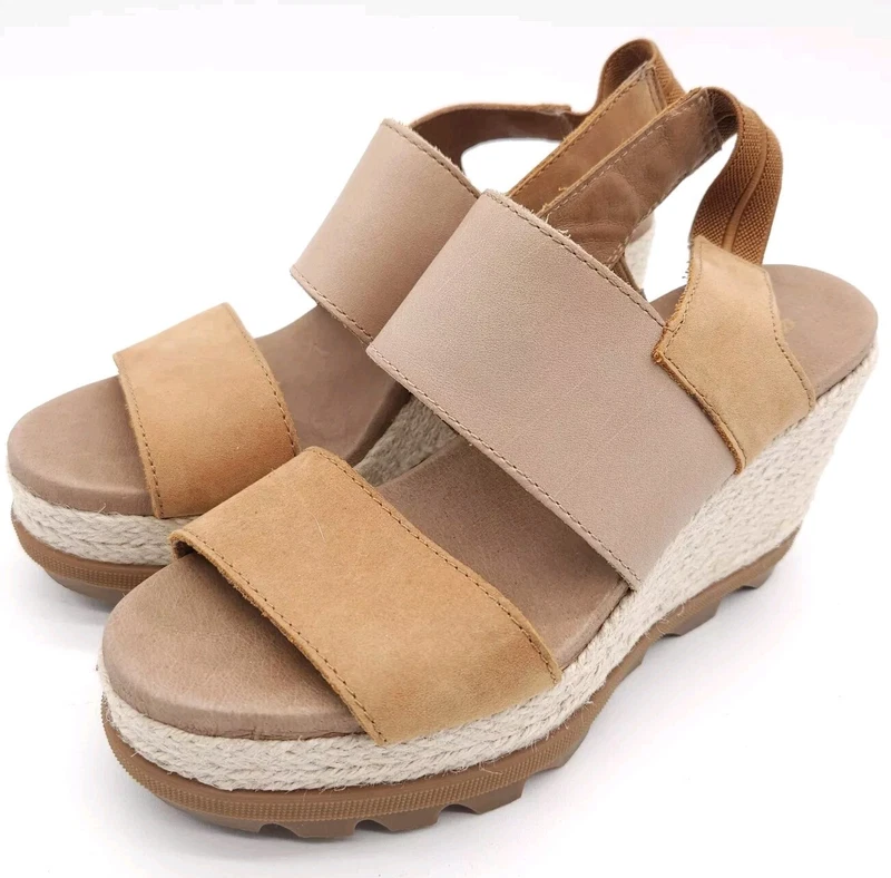 sorel joanie ii slingback jute leather wedge platform strap shoes