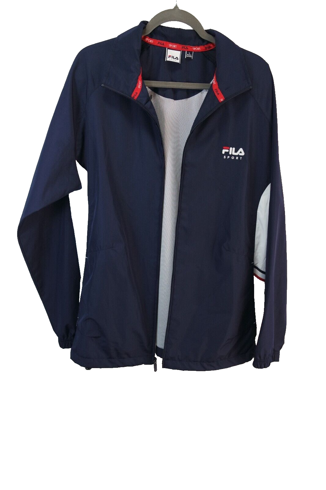 Giacca frangivento leggera Fila Sport manica lunga taglia L rossa bianca e blu