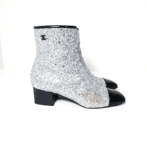 Gute Qualität CHANEL Coco Mark Glitzer Quadratische Zehe kurze Stiefel - Bild 4 von 10