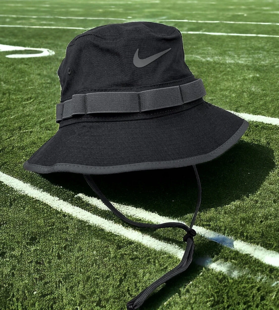 NIKE Black Boonie Drawstring Outdoor Bucket Dry Fit Hat Cap New Fast Shipping