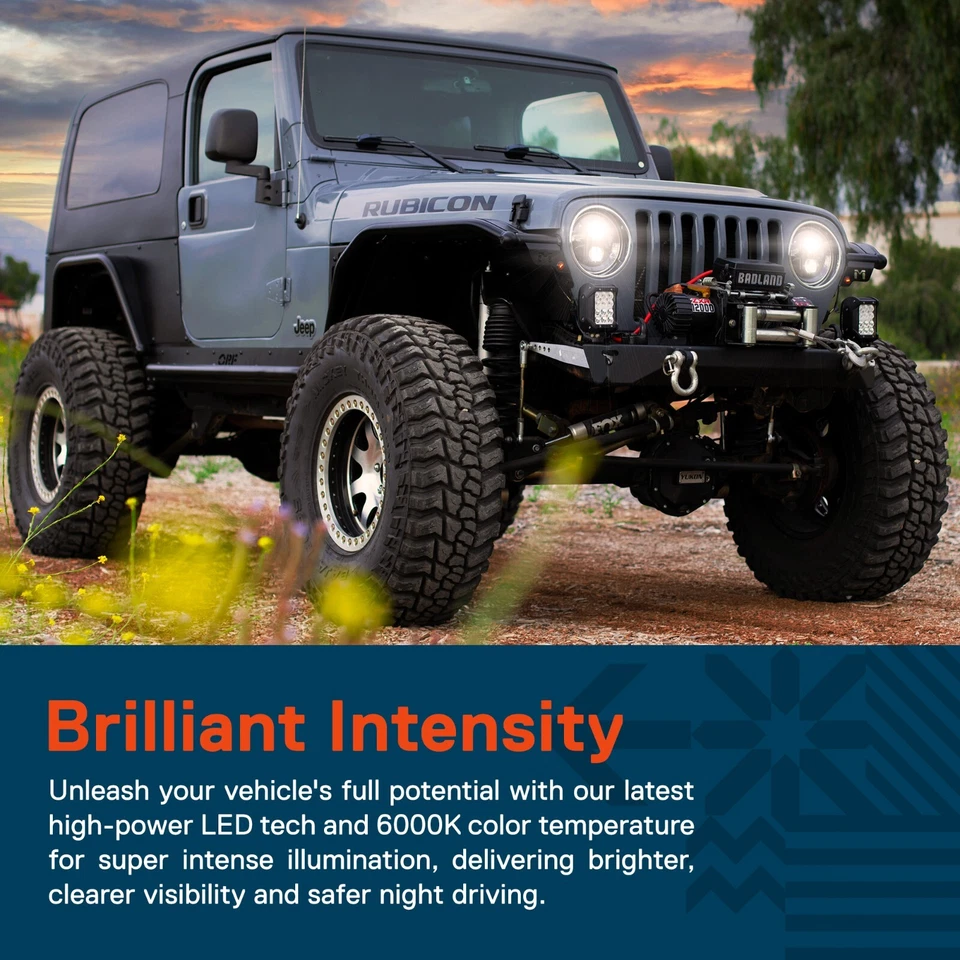 Faros LED H6024 de 7 pulgadas para Jeep Wrangler JK JKU TGJ LJ Chevy - Aprobados por el DOT Foto 2 de 4