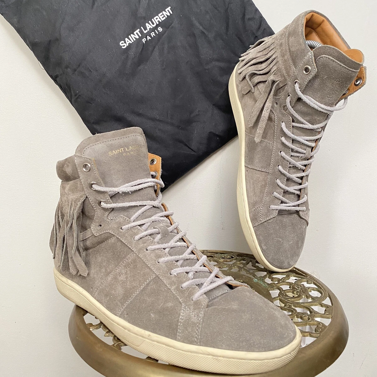 Saint Laurent Paris Fringe Suede High Top SL 18H Sneakers Made In Italy 42 US 9
