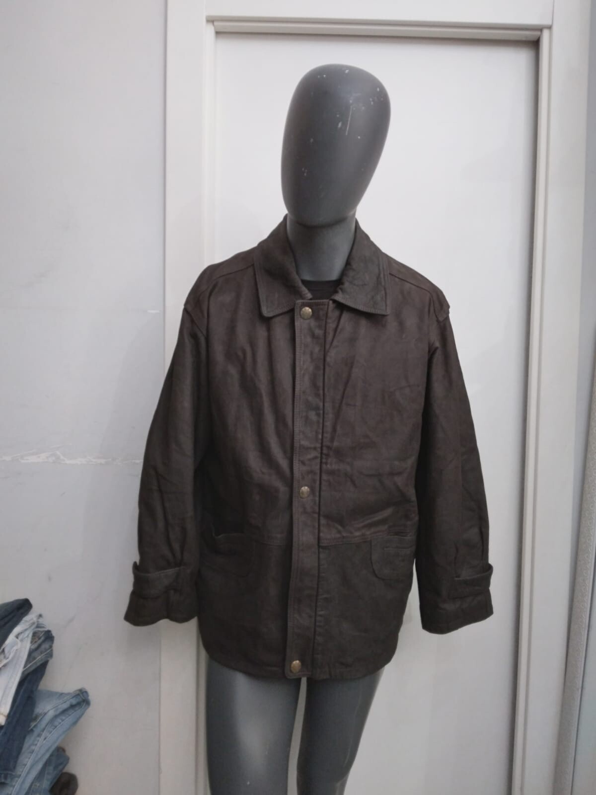 Incorpel Men's Genuine Leather Jacket Used Size 50 Dark Brown XYC1091L