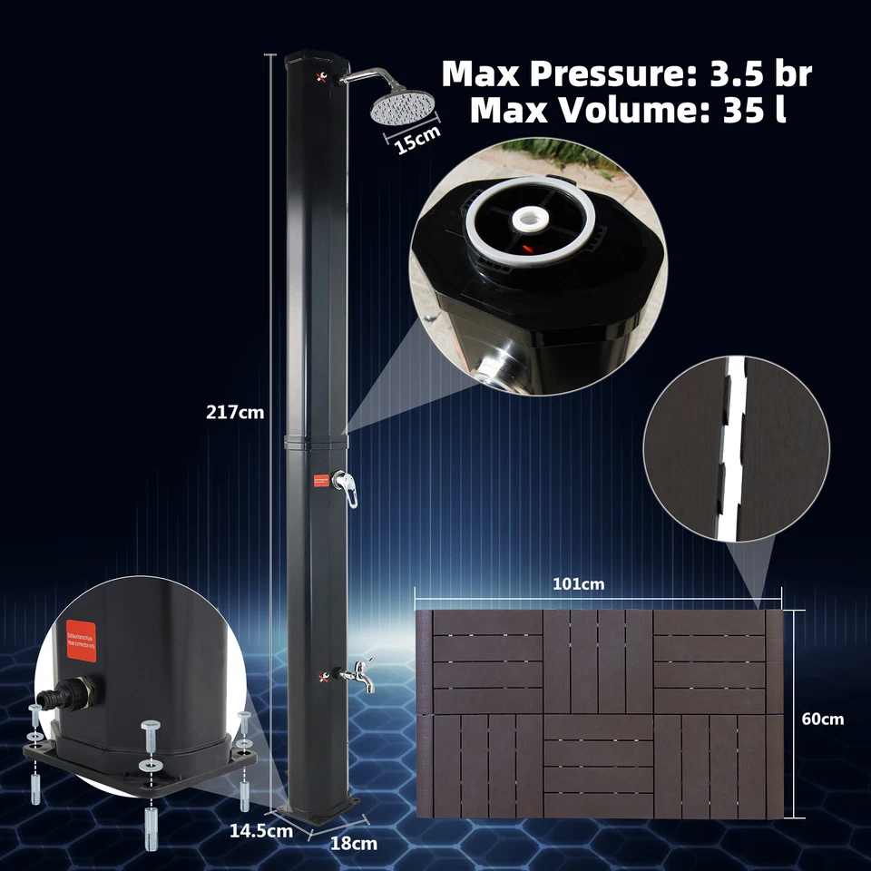 Solardusche 60L Solar Gartendusche Pooldusche Regendusche Außendusche - Bild 4 von 4