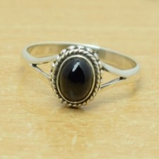 Amazing Black Onyx Gemstone 925 Sterling Silver Handmade Valentine Ring C-595