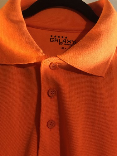 Galaxy by Havic XL Pique Polo Golf Shirt Short Sleeve Orange XL - Foto 5 di 8