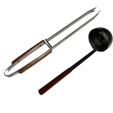 Warco Barbeque Tongs & Ladle, Wooden Handle, Stainless Steel, Summer Cook; Promo