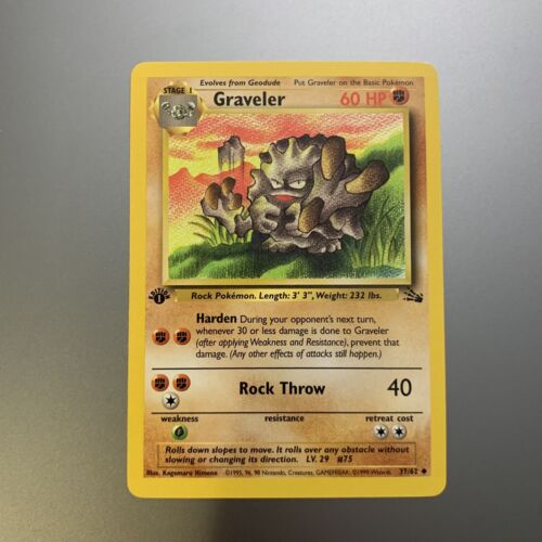 Graveler 37/62 Uncommon 1st Edition NM Pokemon TCG Card WOTC Wizard of the Coast - Zdjęcie 1 z 8