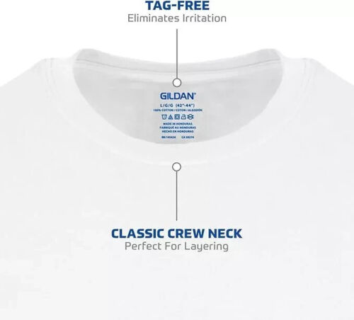 Camisetas Gildan para hombre cuello redondo, paquete de 6, camisetas blancas, 100 % algodón - Imagen 3 de 9