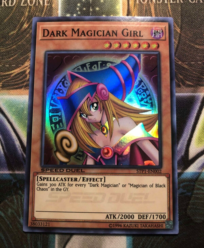 *** DARK MAGICIAN GIRL *** (ORIGINAL ART) HOLOGRAPHIC SUPER RARE STP1 YUGIOH!