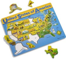 Melissa  Doug USA Map Wooden Puzzle 45 pcs 