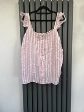 New Ex Chain store  white & pink 100% linen summer vest top size 24