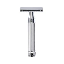 EDWIN JAGGER Knurled Handle Chrome Plated Double Edge Safety Razor FREE BLADE