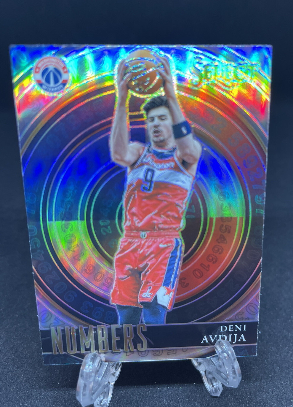 2020-21 Select Basketball Deni Avdija Premier Silver Prizm Numbers Insert