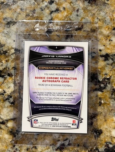 Jarvis Landry Auto RC Topps Bowman Chrome Refractor BLUE Rookie Card Signed /99 - Picture 11 of 12