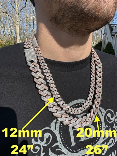 Collana MOISSANITE Miami maglia cubana punta catena argento 925 placcato oro rosa ghiaccio - Foto 2 di 24