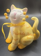 WhimsiClay Cat Amy Lacombe 2005 Friends Forever Figurine 86227 Yellow - Retired
