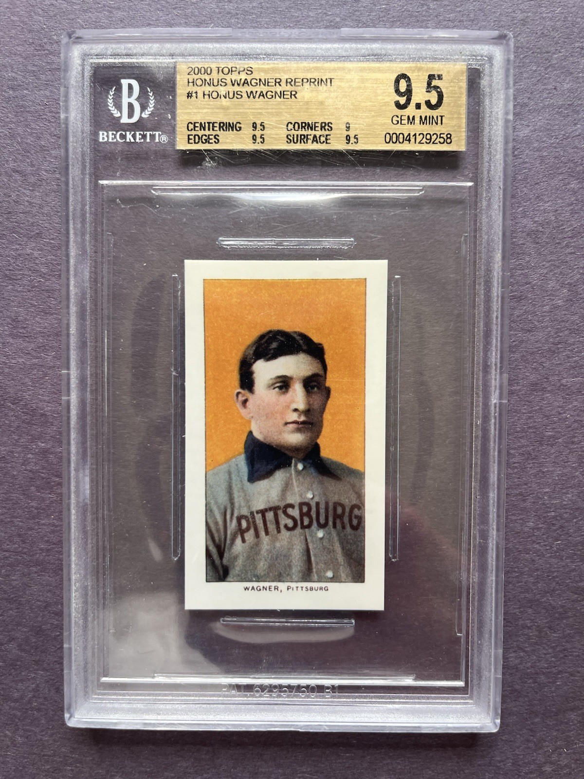 BGS GEM MINT 9.5 2000 Topps Honus Wagner REPRINT Beckett Grading