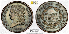 1832 Half Cent Classic Head PCGS Genuine Cleaned AU Details