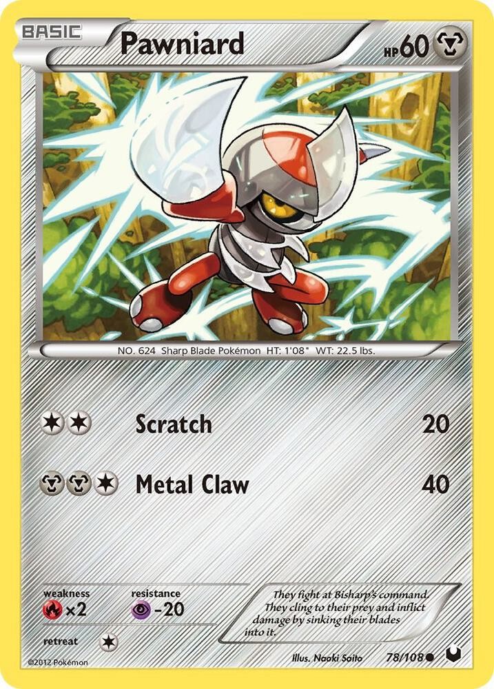 Pokémon TCG Pawniard Dark Explorers 78/108 Common NM/M Metal Sharp Blade