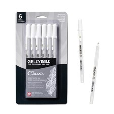 Gelly Roll Classic Gel Pens, Opaque White Ink, Ass't Tips 05/08/10, 6 PK 57461