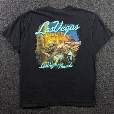 Harley Davidson Las Vegas, NV Men's XL Black Horned Toad Lizard Saguaro Cactus