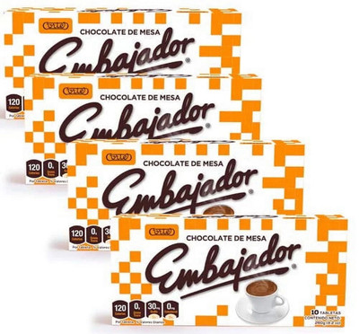 Chocolate Embajador - Sweet baking Chocolate from Republica Dominicana - 4 Pack