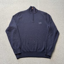 Polo Golf Ralph Lauren Sweater Mens Medium Blue Merino Wool Old Money 1/4 Zip