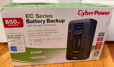 CyberPower EC850LCD  Ecologic 850 VA 510 Watts 12 Outlets UPS