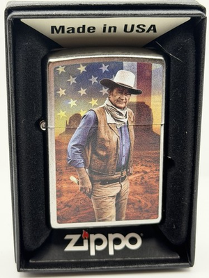 #ad Rare 2019 John Wayne Collection The Duke In Desert Chrome Zippo NEW $48.95