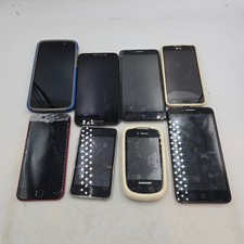 Mixed Lot of 8 Smart Phones Apple Samsung And Others Cracked  Damage For Parts