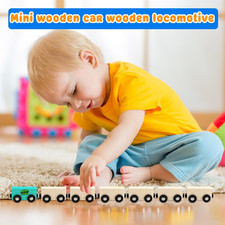 12 Pcs Wooden Trains Toys Unpainted Wood Train Cars Weak Magnetic Suction Painta