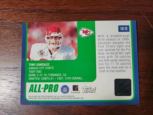 Camisetas 2000 Topps Stars Pro Bowl Tony Gonzalez #TG-TE HOF - Imagen 2 de 2